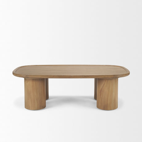 Tavi Rectangular Natural Brown w/ Column Legs Coffee Table by Mercana at Eve Furniture