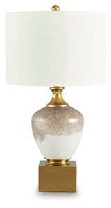 Tavisburg Brown/White/Gold Table Lamp by Ashley at Eve Furniture