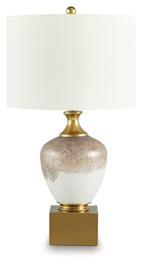Tavisburg Brown/White/Gold Table Lamp by Ashley at Eve Furniture