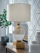 Tavisburg Brown/White/Gold Table Lamp by Ashley at Eve Furniture