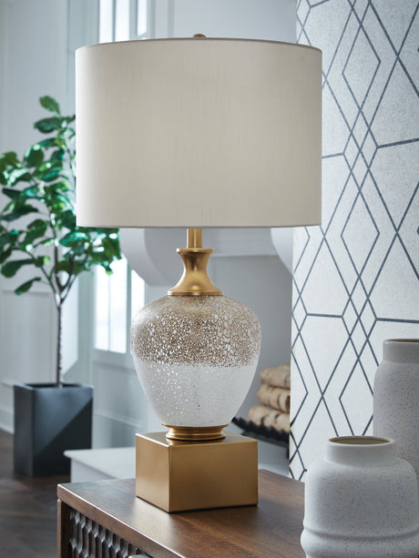 Tavisburg Brown/White/Gold Table Lamp by Ashley at Eve Furniture