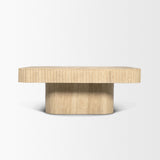Tavora Ribbed Square Travertine Coffee Table by Mercana at Eve Furniture