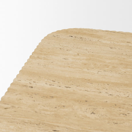 Tavora Ribbed Square Travertine Coffee Table by Mercana at Eve Furniture