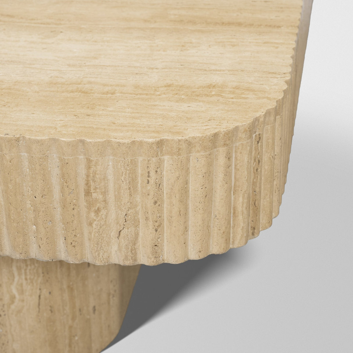 Tavora Ribbed Square Travertine Coffee Table by Mercana at Eve Furniture