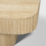Tavora Ribbed Square Travertine Coffee Table by Mercana at Eve Furniture