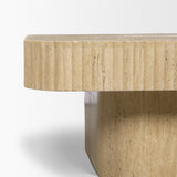 Tavora Ribbed Square Travertine Coffee Table by Mercana at Eve Furniture