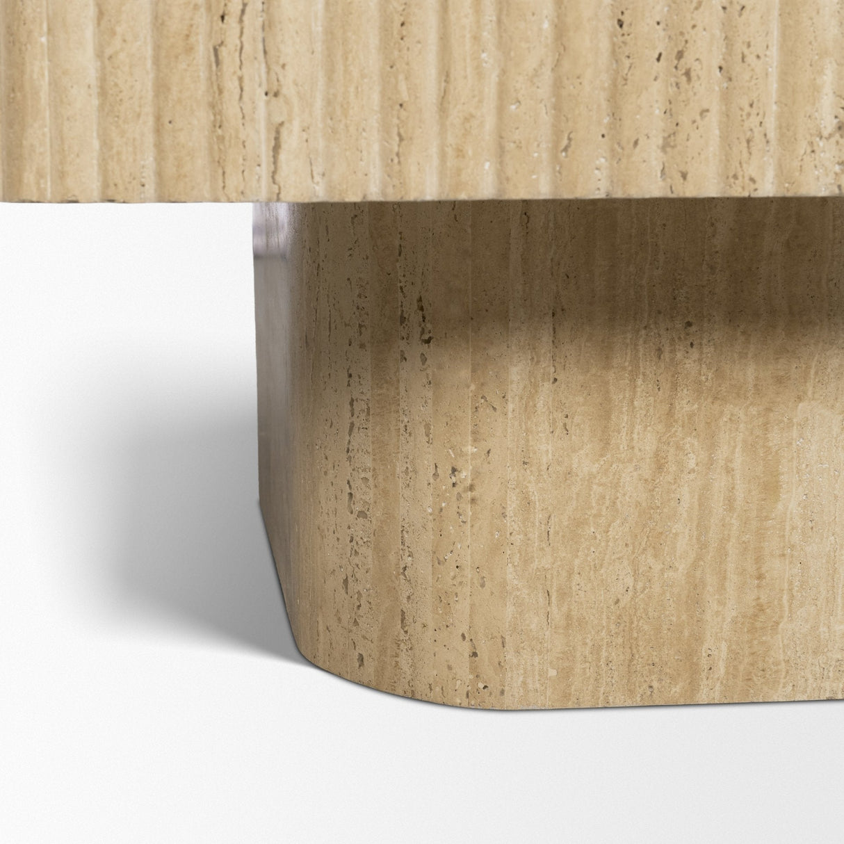 Tavora Ribbed Square Travertine Coffee Table by Mercana at Eve Furniture