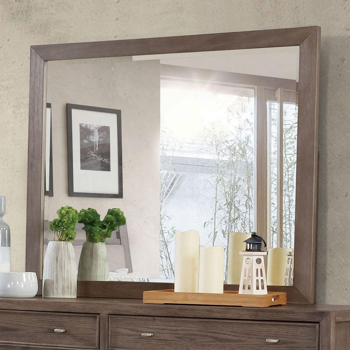 Tawana Warm Gray Mirror by Furniture of America at Eve Furniture