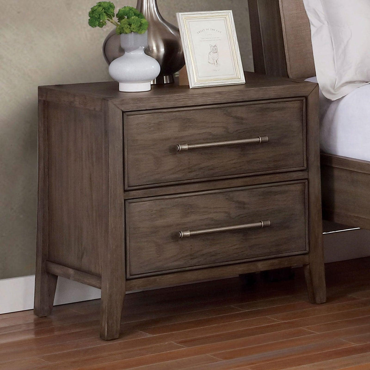 Tawana Warm Gray Night Stand by Furniture of America at Eve Furniture