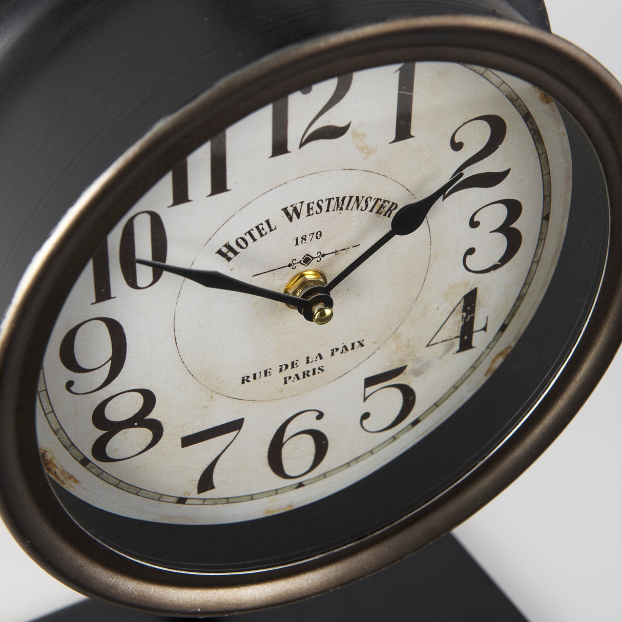 Taxz Metallic Brown Metal Hanging Table Clock by Mercana at Eve Furniture