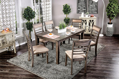 Taylah Weathered Gray/Beige 7 PC. Dining Table Set by Furniture of America at Eve Furniture