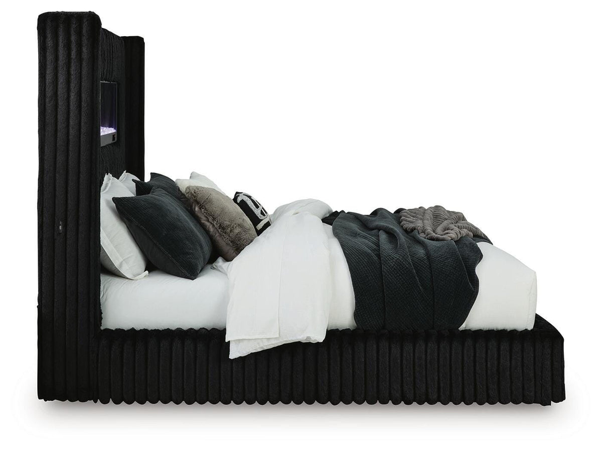 Tayleena Black King Upholstered Bed by Ashley at Eve Furniture