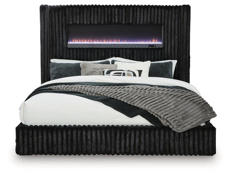 Tayleena Black Queen Upholstered Bed by Ashley at Eve Furniture