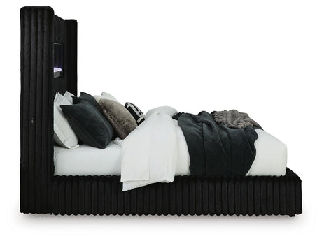 Tayleena Black Queen Upholstered Bed by Ashley at Eve Furniture
