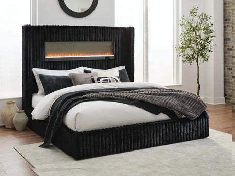 Tayleena Black Queen Upholstered Bed by Ashley at Eve Furniture