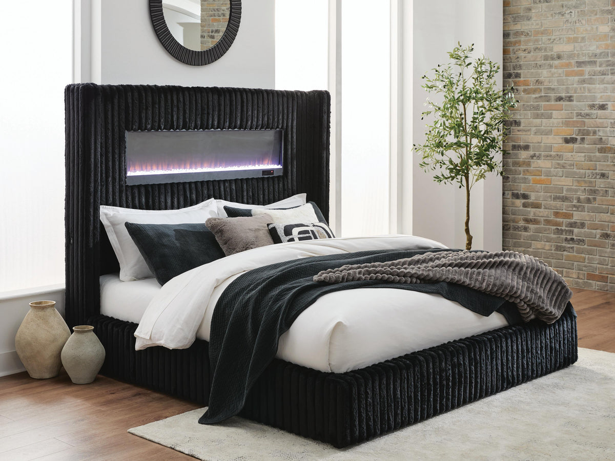 Tayleena Black Queen Upholstered Bed by Ashley at Eve Furniture