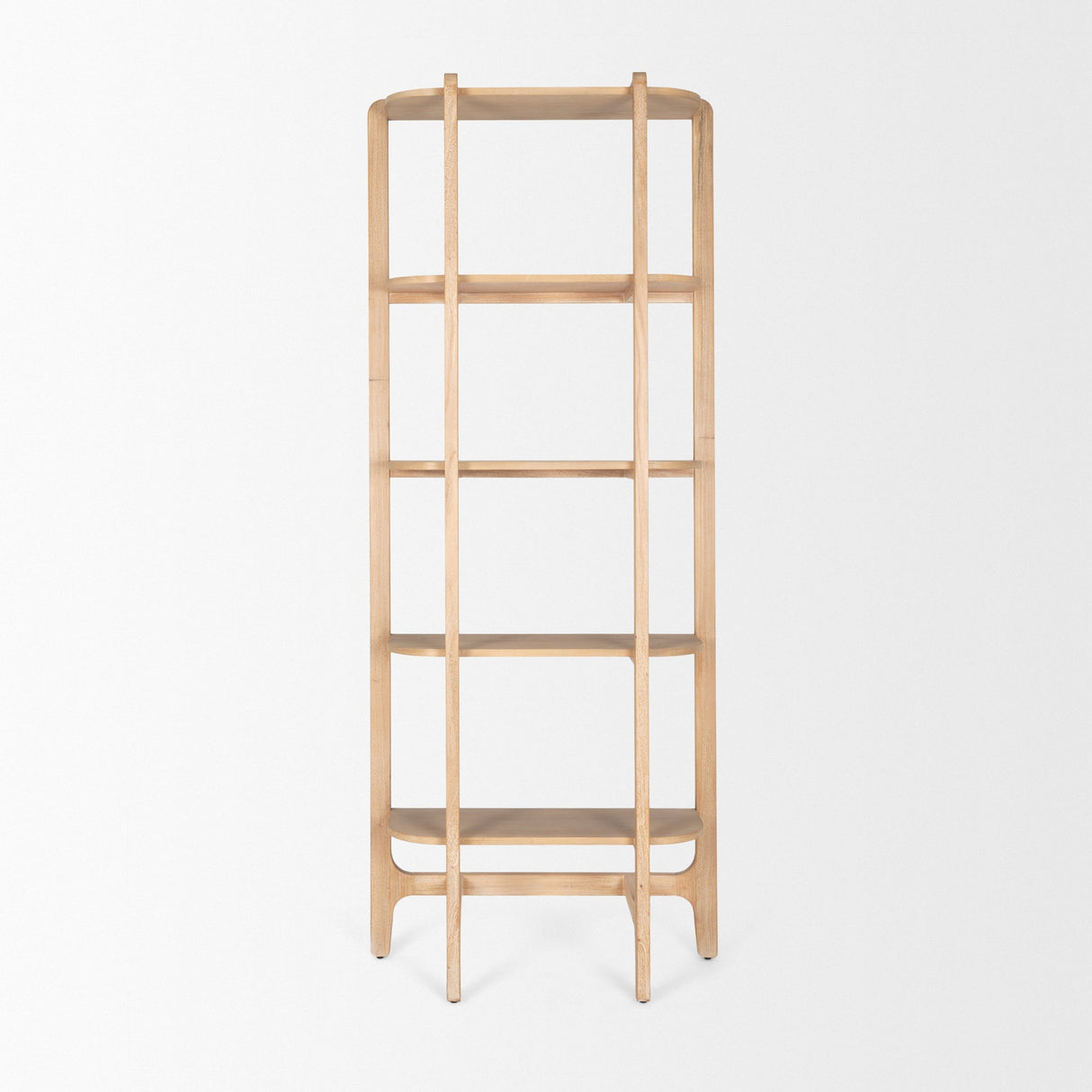 Taylin Light Brown Solid Wood Open Bookshelf by Mercana at Eve Furniture