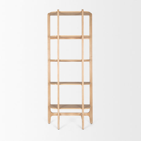 Taylin Light Brown Solid Wood Open Bookshelf by Mercana at Eve Furniture