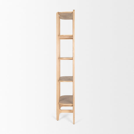 Taylin Light Brown Solid Wood Open Bookshelf by Mercana at Eve Furniture