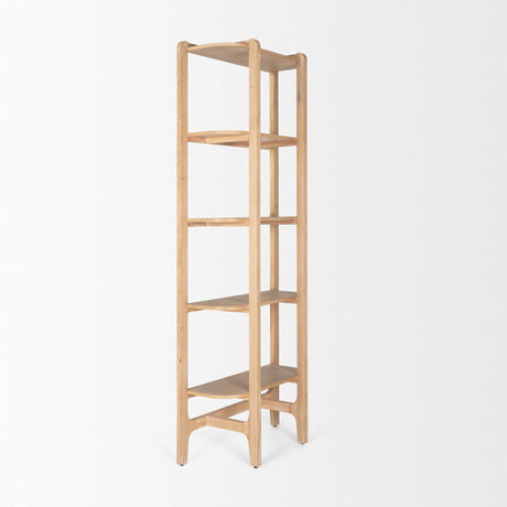 Taylin Light Brown Solid Wood Open Bookshelf by Mercana at Eve Furniture