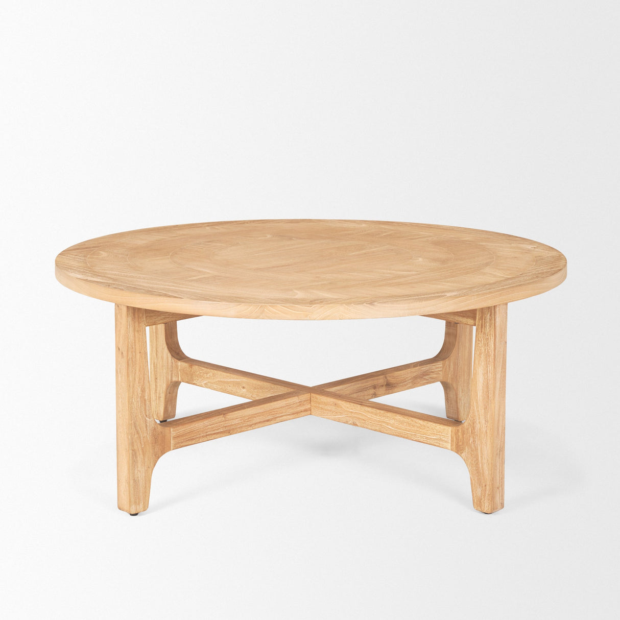 Taylin Light Brown Wood Round Coffee Table by Mercana at Eve Furniture