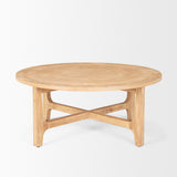 Taylin Light Brown Wood Round Coffee Table by Mercana at Eve Furniture