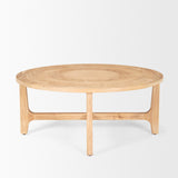 Taylin Light Brown Wood Round Coffee Table by Mercana at Eve Furniture