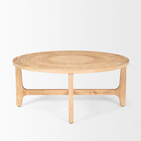 Taylin Light Brown Wood Round Coffee Table by Mercana at Eve Furniture