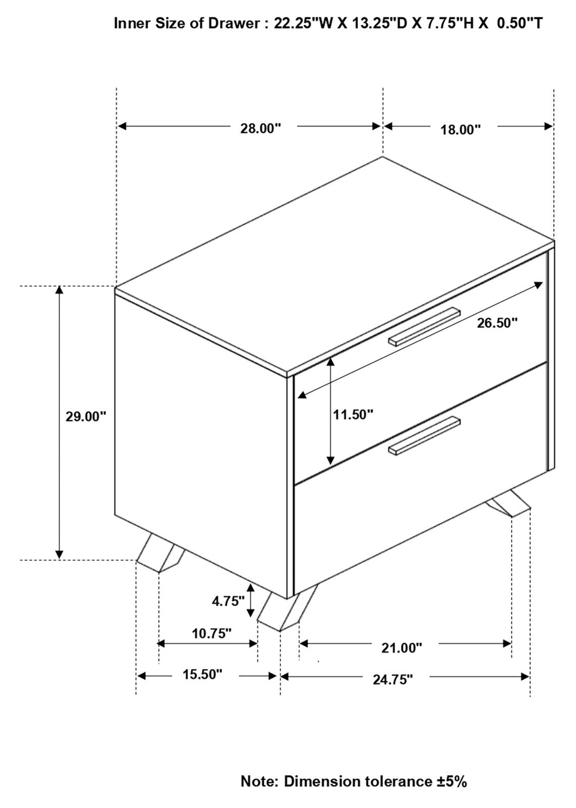 Taylor 2-Drawer Rectangular Nightstand with Dual USB Ports Light Honey Brown