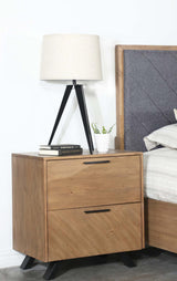 Taylor 2-Drawer Rectangular Nightstand with Dual USB Ports Light Honey Brown