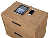 Taylor 2-Drawer Rectangular Nightstand with Dual USB Ports Light Honey Brown