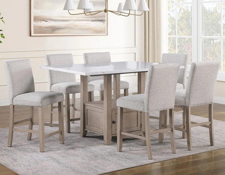 Taylor Tan Faux-Marble Counter Height Dining Set by Steve Silver at Eve Furniture