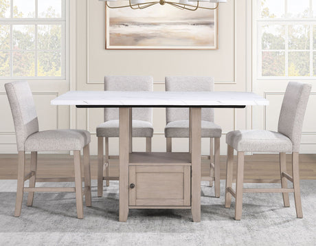 Taylor Tan Faux-Marble Counter Height Dining Set by Steve Silver at Eve Furniture