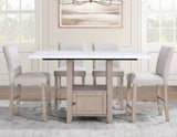 Taylor Tan Faux-Marble Counter Height Dining Set by Steve Silver at Eve Furniture