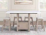 Taylor Tan Faux-Marble Counter Height Set by Steve Silver at Eve Furniture