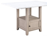Taylor Tan Faux Marble Top 60″ Storage Counter Height Table by Steve Silver at Eve Furniture