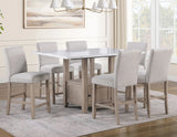 Taylor Tan Faux Marble Top 60″ Storage Counter Height Table by Steve Silver at Eve Furniture