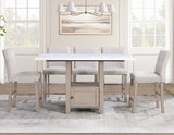 Taylor Tan Faux Marble Top 60″ Storage Counter Height Table by Steve Silver at Eve Furniture