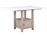 Taylor Tan Faux Marble Top 60″ Storage Counter Height Table by Steve Silver at Eve Furniture