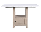 Taylor Tan Faux Marble Top 60″ Storage Counter Height Table by Steve Silver at Eve Furniture