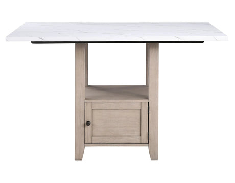 Taylor Tan Faux Marble Top 60″ Storage Counter Height Table by Steve Silver at Eve Furniture