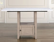 Taylor Tan Faux Marble Top 60″ Storage Counter Height Table by Steve Silver at Eve Furniture