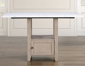 Taylor Tan Faux Marble Top 60″ Storage Counter Height Table by Steve Silver at Eve Furniture
