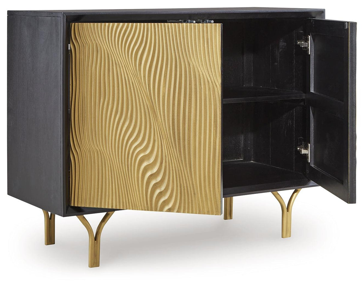Tayner Black/Gold Finish Accent Cabinet by Ashley at Eve Furniture