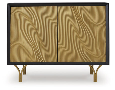 Tayner Black/Gold Finish Accent Cabinet by Ashley at Eve Furniture