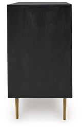 Tayner Black/Gold Finish Accent Cabinet by Ashley at Eve Furniture