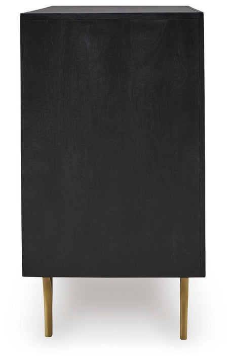 Tayner Black/Gold Finish Accent Cabinet by Ashley at Eve Furniture