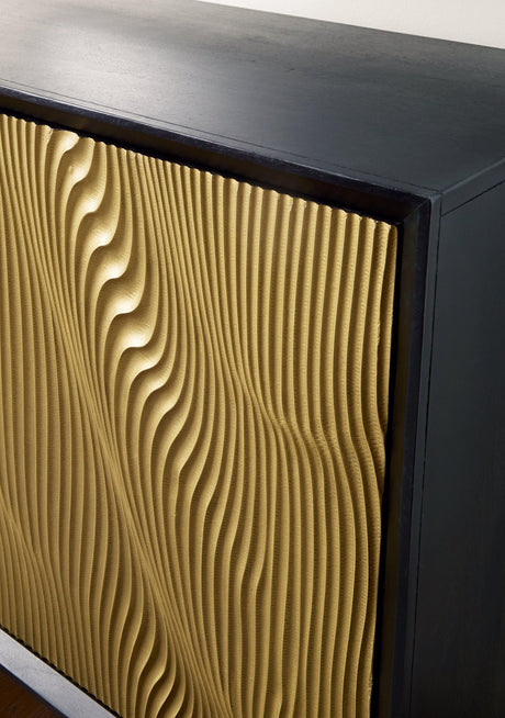 Tayner Black/Gold Finish Accent Cabinet by Ashley at Eve Furniture