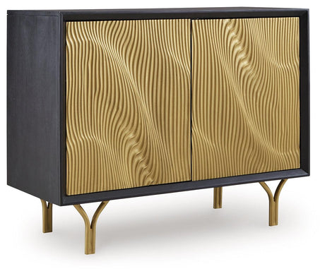 Tayner Black/Gold Finish Accent Cabinet by Ashley at Eve Furniture