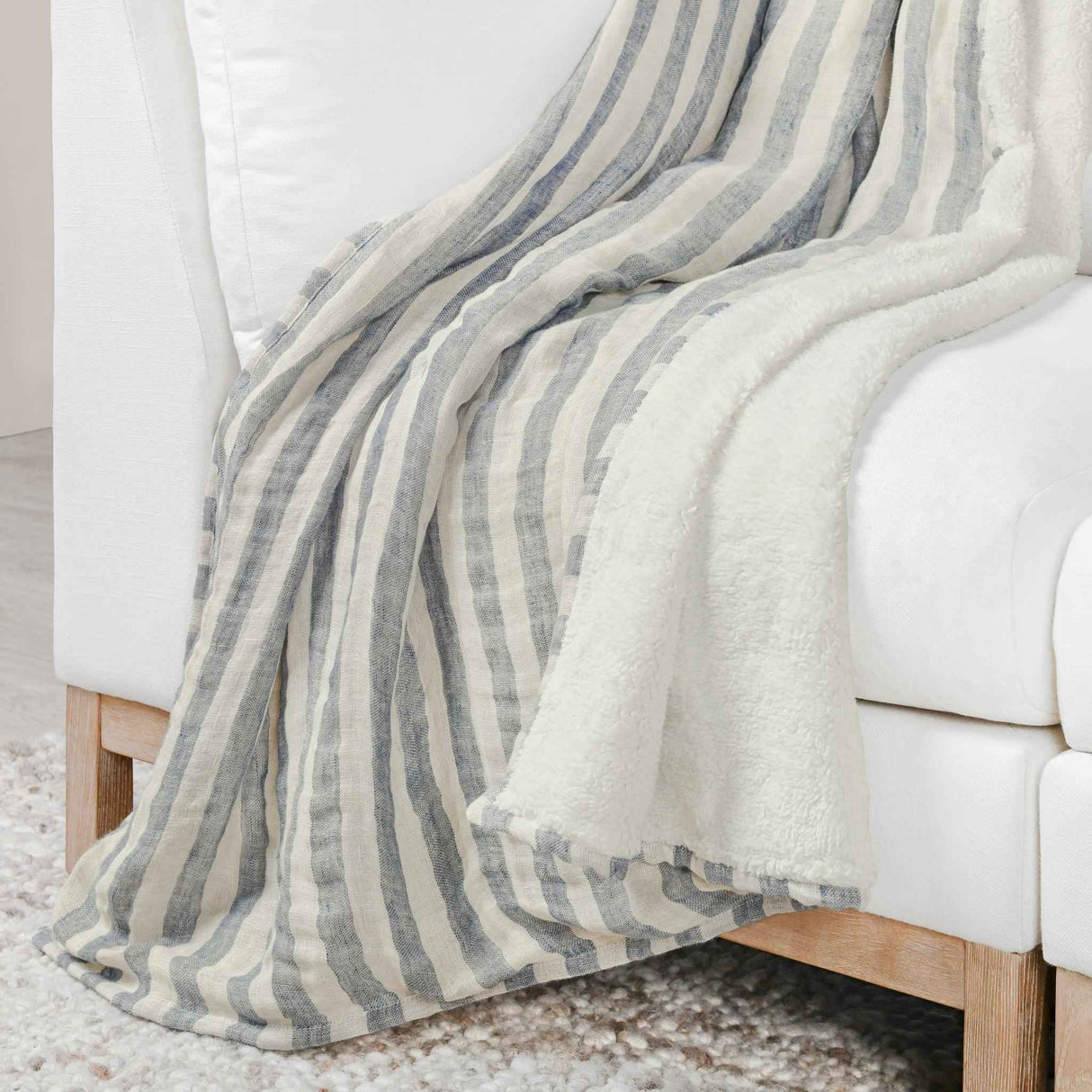 TC Cyprus Ivory/Blue 50x70 Throw by Classic Home at Eve Furniture